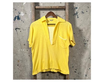 1970s Terry Cloth V Neck Shirt