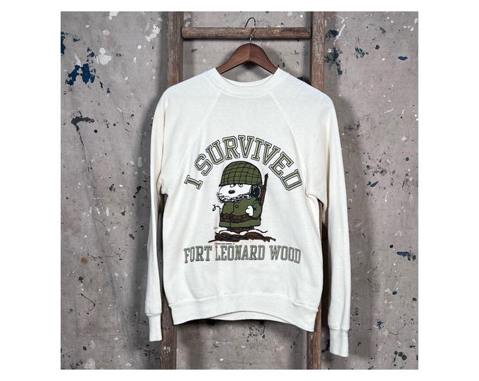 Military 1980s Snoopy Sweatshirt "I Survived..."
