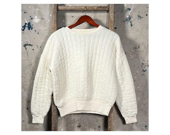 White 1960s Quilted Thermal Liner Shirt