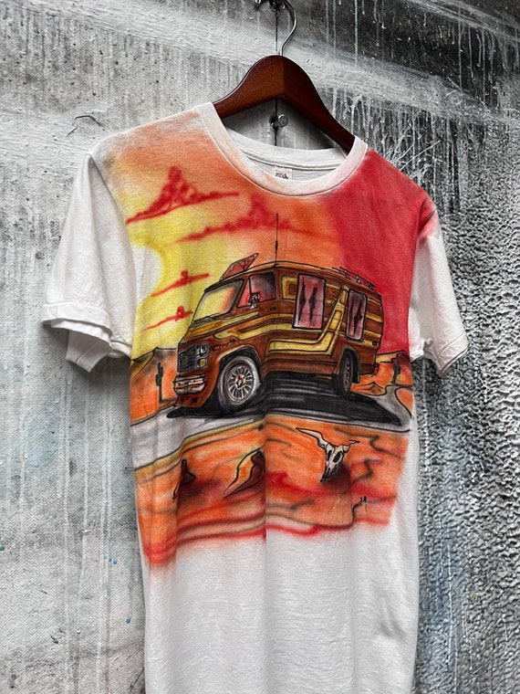 Chevy Camper 70s Airbrush T shirt Camper van - image 5