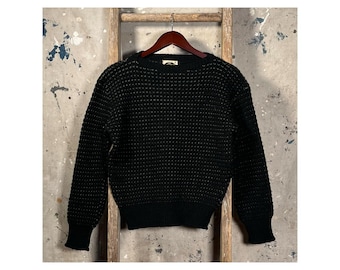 1950s Black Sweater Birdseye Virgin Wool