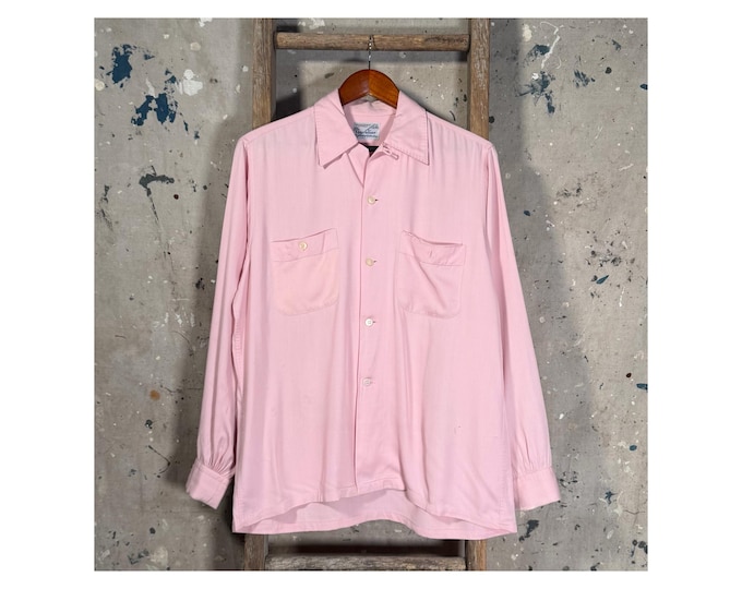 Pink 1950s Gabardine Loop Collar Shirt