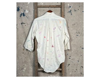 1950s Signature Shirt Button down Hand Drawn