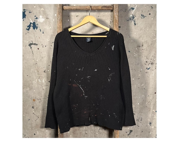 Paint Splatter '90s Ribbed V Neck Shirt