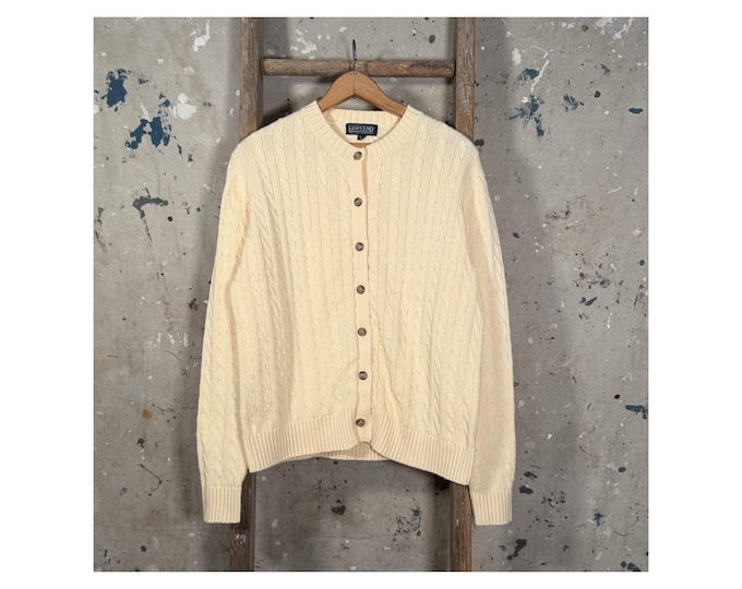 Lands End '90s Cable Knit Cardigan Sweater