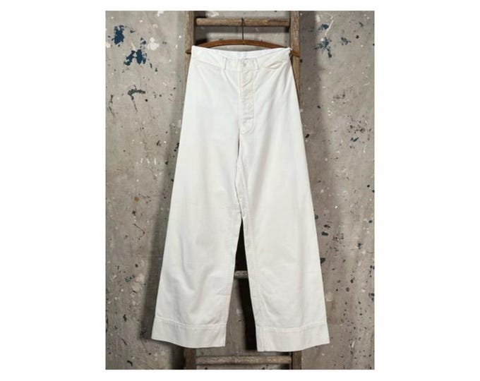 1940s White Trousers USN Sailor Pants