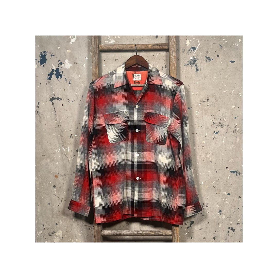 トップス 60S FLEETLINE SHADOW CHECK SHIRT 1960s Shadow Plaid Shirt by Fleetline - Etsy Israel