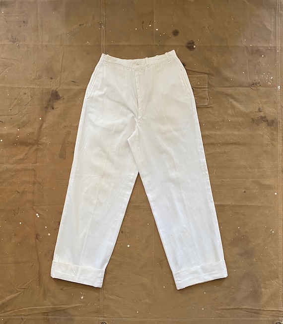 28 Waist 1940s / 50s White Trousers - image 2
