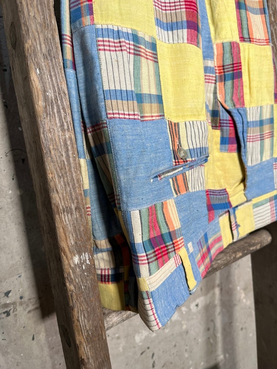 Madras Plaid 1960s Yellow Patchwork Trousers - image 4