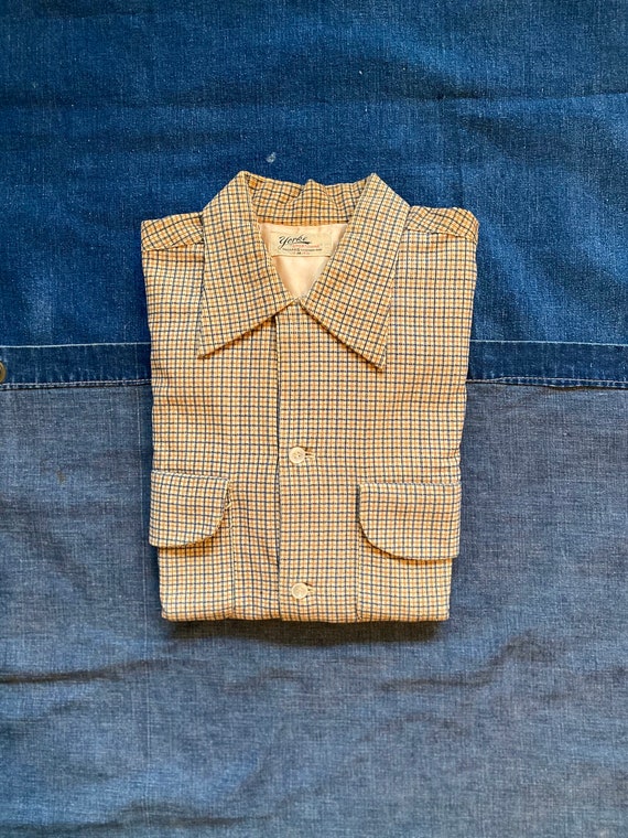 1940s Loop Collar Corduroy Shirt Yellow York "Spor