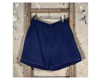 1950s Cotton Side Button High Waist Wide Leg Shorts
