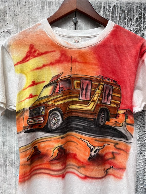 Chevy Camper 70s Airbrush T shirt Camper van - image 4