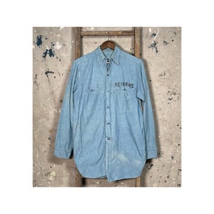 1940s WWII Chambray Button up USN Size 15.5