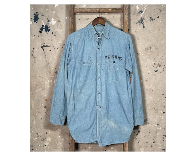 1940s WWII Chambray Button up USN Size 15.5