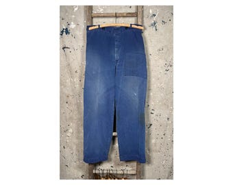 Patchwork Herringbone Twill Trousers Cinch Back