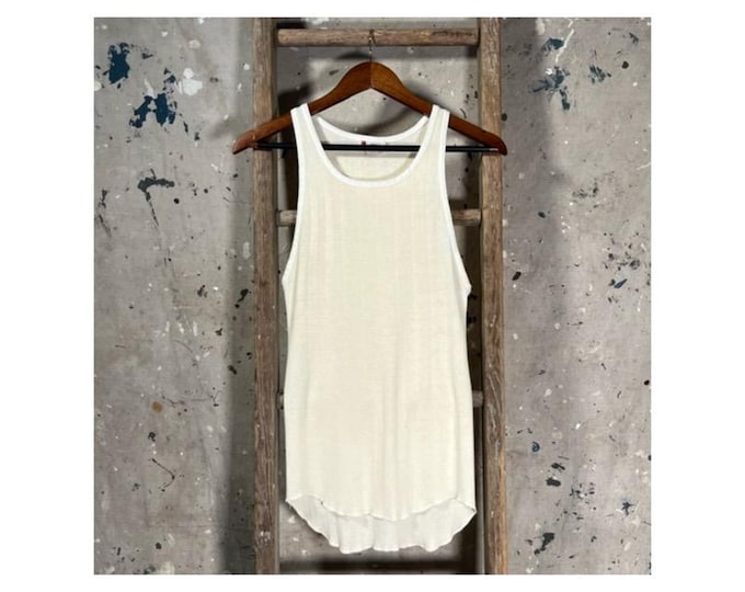 Ribbed 1950s White Tank Top All Cotton