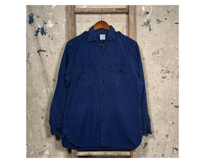 1950s Blue Poplin Shirt by Elbeco Simpson Soulette