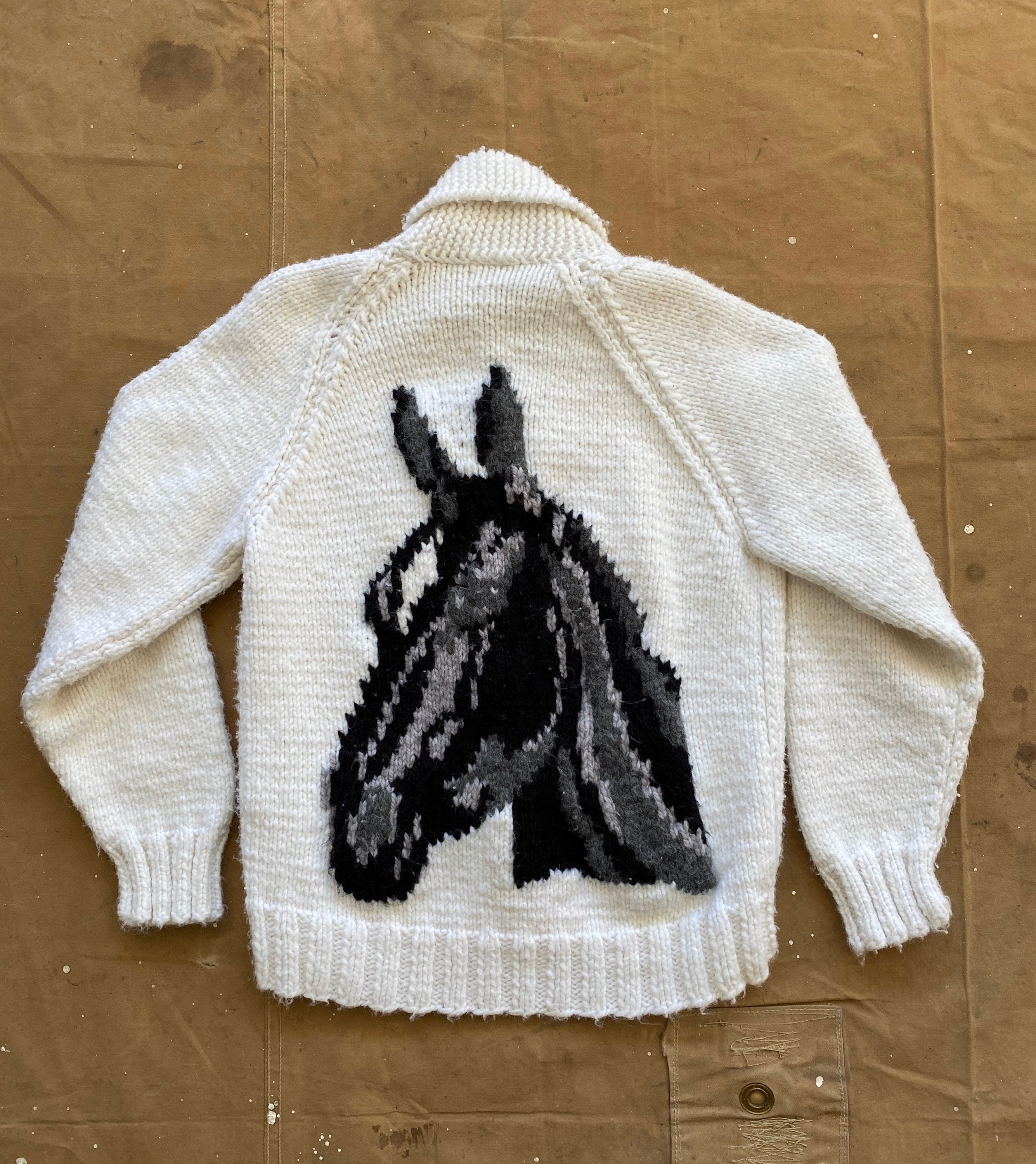 70s Cowichan Wool Sweater Horse Cardigan 70s Cowichan Wool Sweater Horse Cardigan