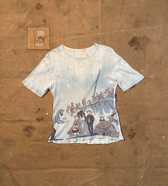 1960s Art T-shirt Ship Scene - image 3