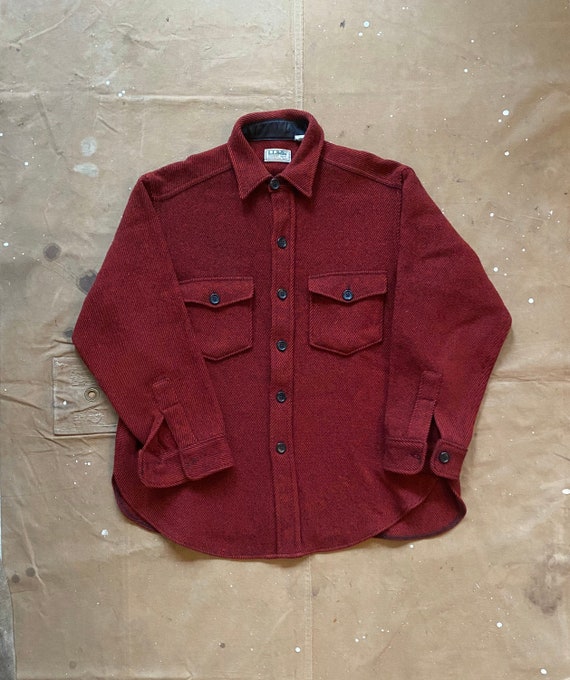 80s LL Bean Wool Shirt Jacket denim weave