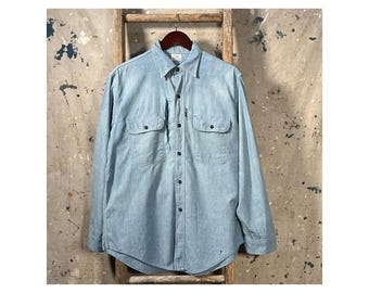 トップス 30s US vintage chambray work shirt 30s US vintage chambray work shirt