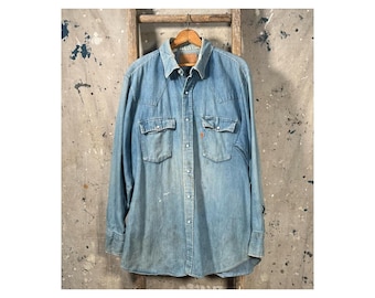 1970s Levi's Denim Shirt Orange tab XL