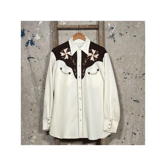 Two Tone 1970s H Bar C Button Down Shirt - image 1