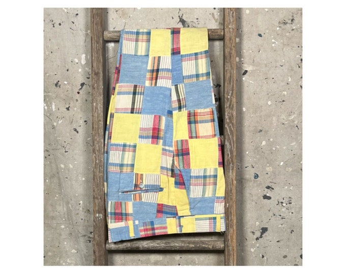 Madras Plaid 1960s Yellow Patchwork Trousers