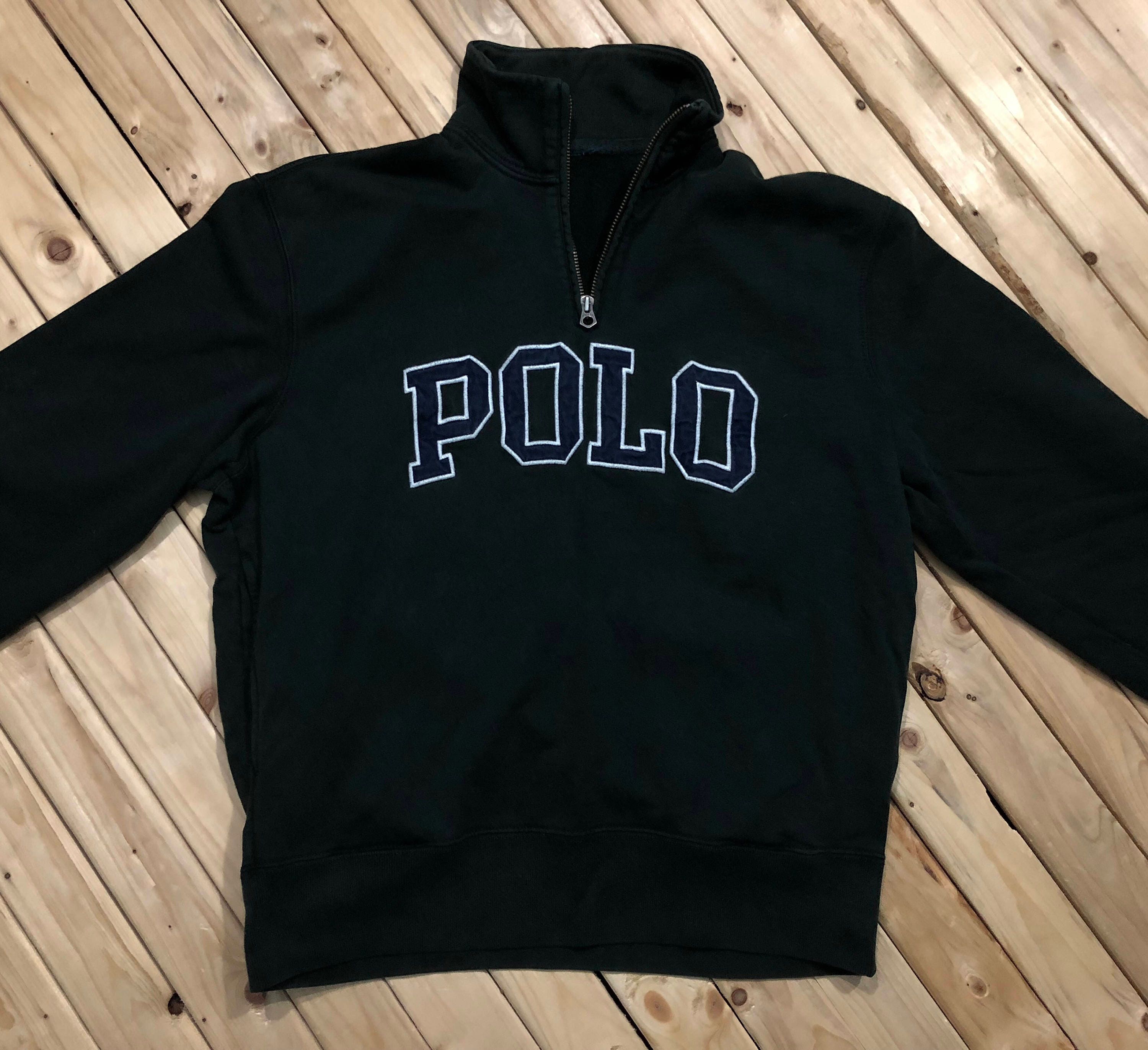 Ralph Lauren POLO Spell Out Sweatshirt Quarter Zip Pullover Polo Flag Sweatshirt