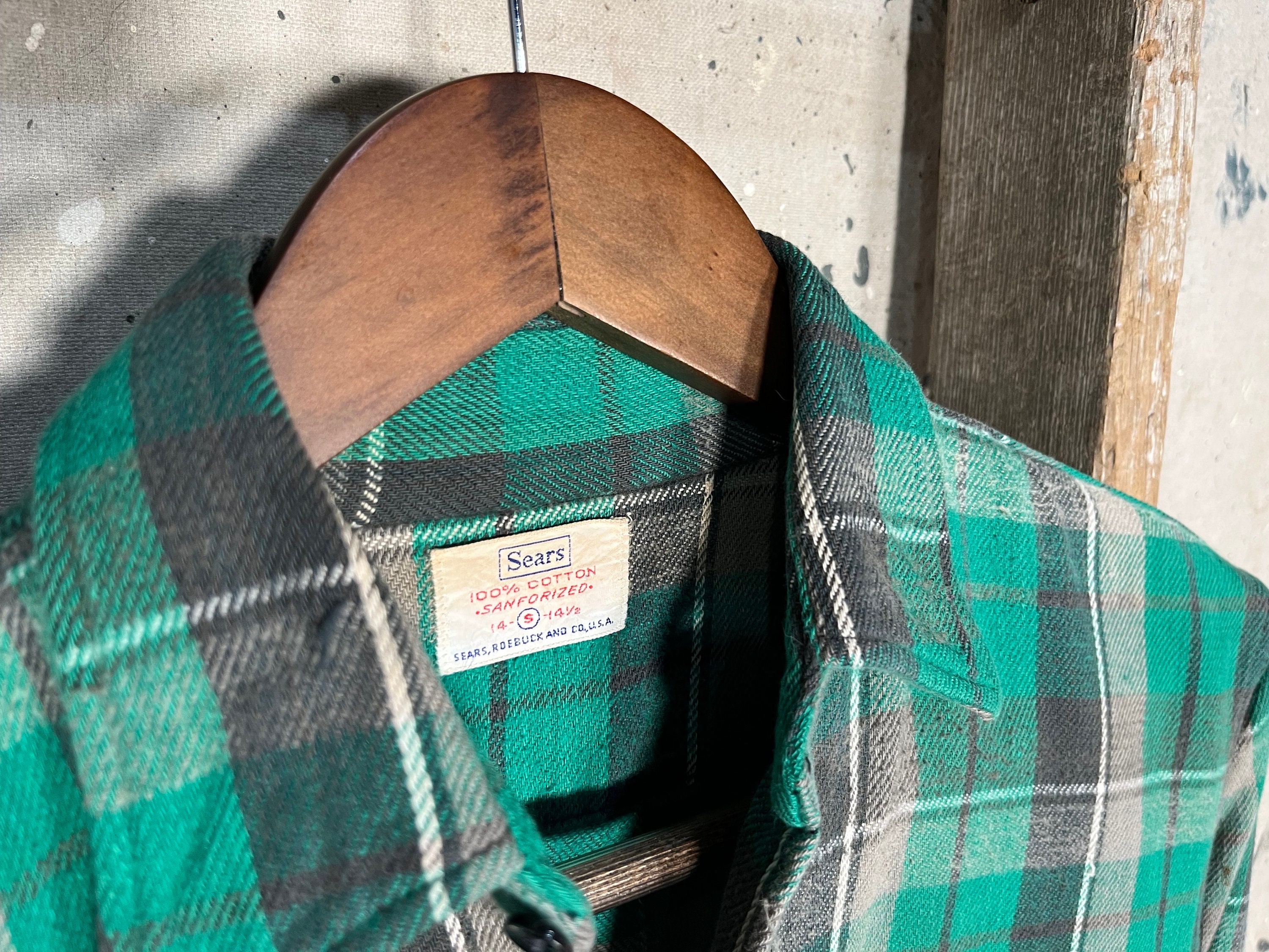 1950s Sears Plaid Flannel Work Shirt 1950s Sears Plaid Flannel Work Shirt