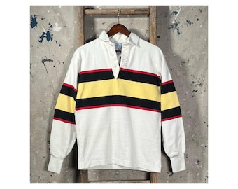 Lands End 1980s Stripe Rugby Color Block USA