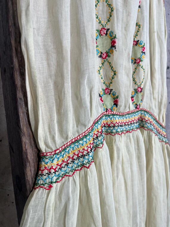 1930s / 40s Hungarian Hand Embroidered Dress Sheer - image 5