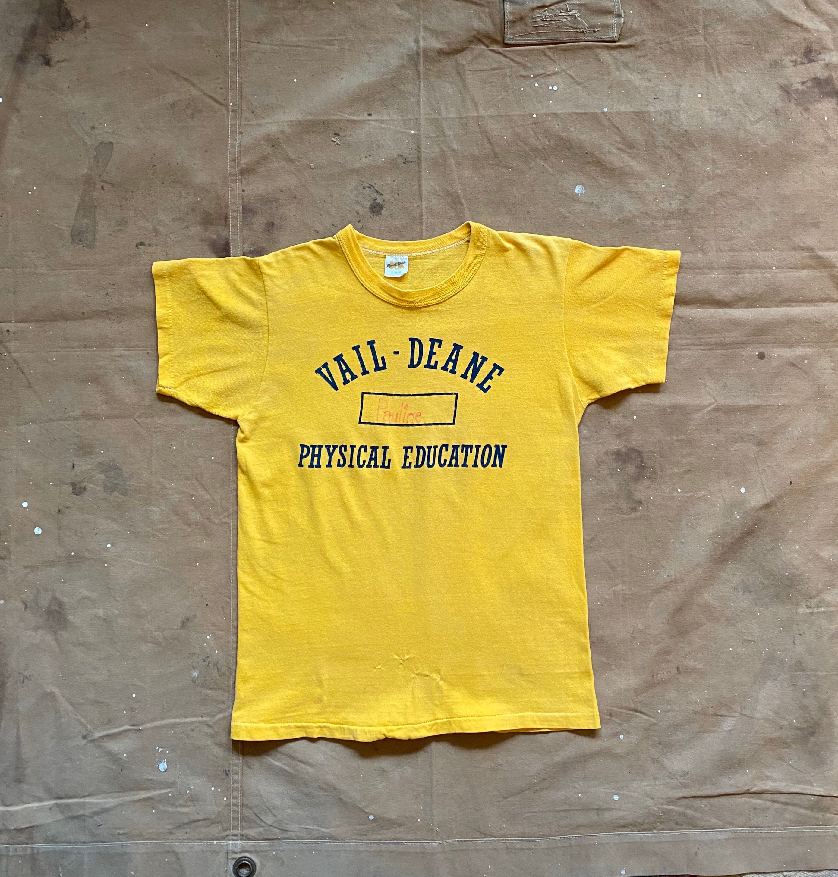 Vintage Men's Medium Large Russell Athletic Gold Tag Raglan