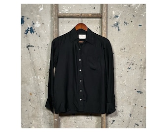 1950s Black Silk Shirt