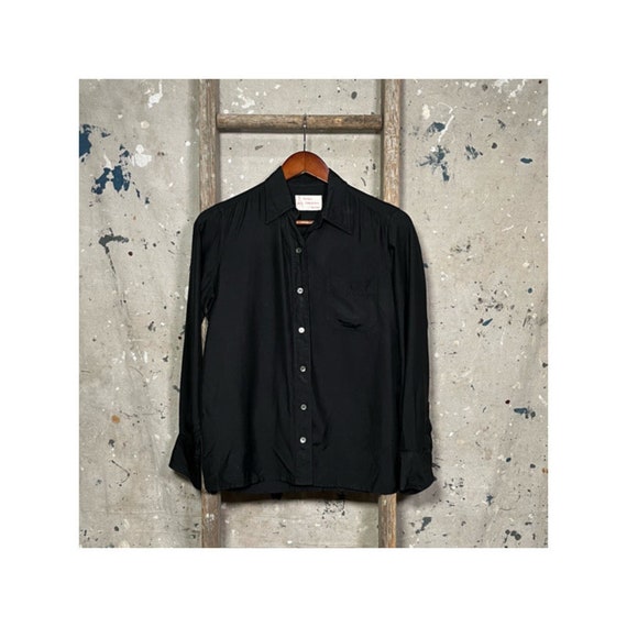 1950s Black Silk Shirt