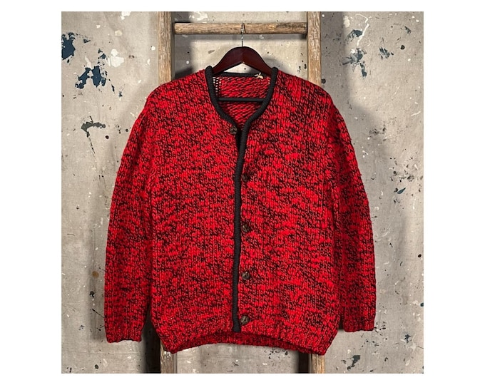 1960s Chunky Knit Cardigan Sweater