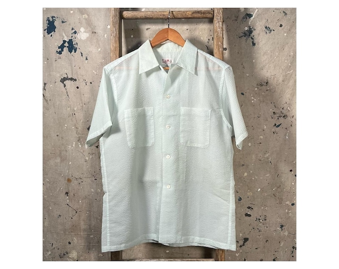 Loop Collar 1940s Seer Sucker Button Down