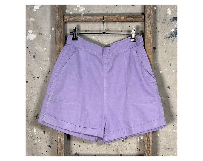 1950s Cotton Side Zip High Waist Wide Leg Shorts