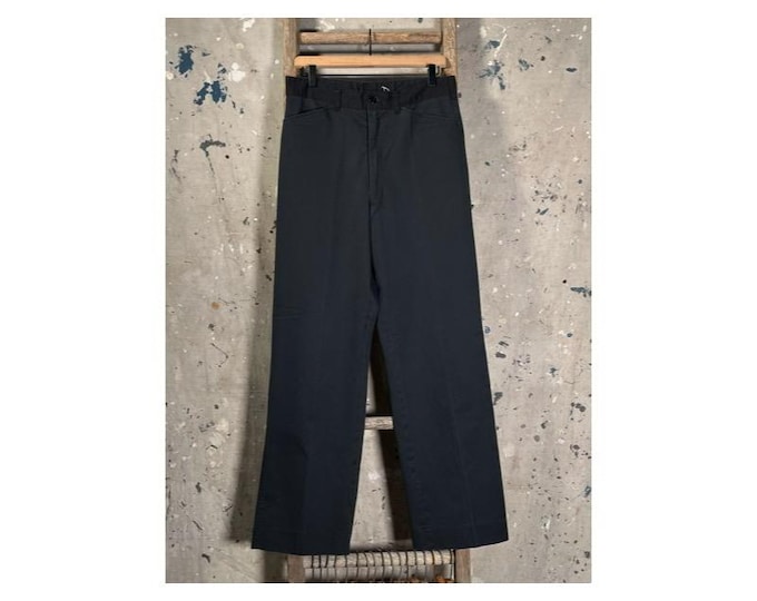 1970s Black Work Trousers Cotton Twill 30 waist