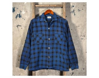 1950s Shadow Plaid Flannel Shirt by Campus