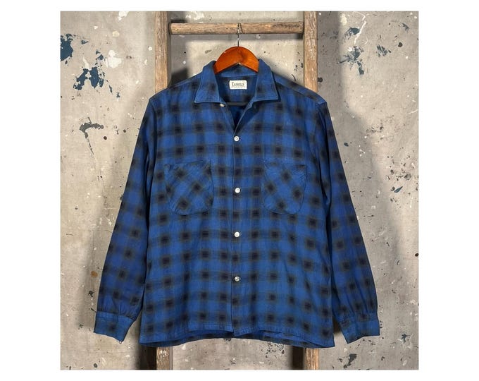 1950s Shadow Plaid Flannel Shirt by Campus