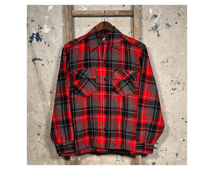 Plaid '50s Wool Loop Collar Shirt by Red Head