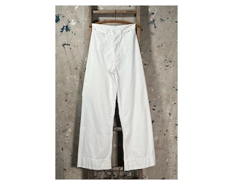 1940s White Trousers USN Sailor Pants
