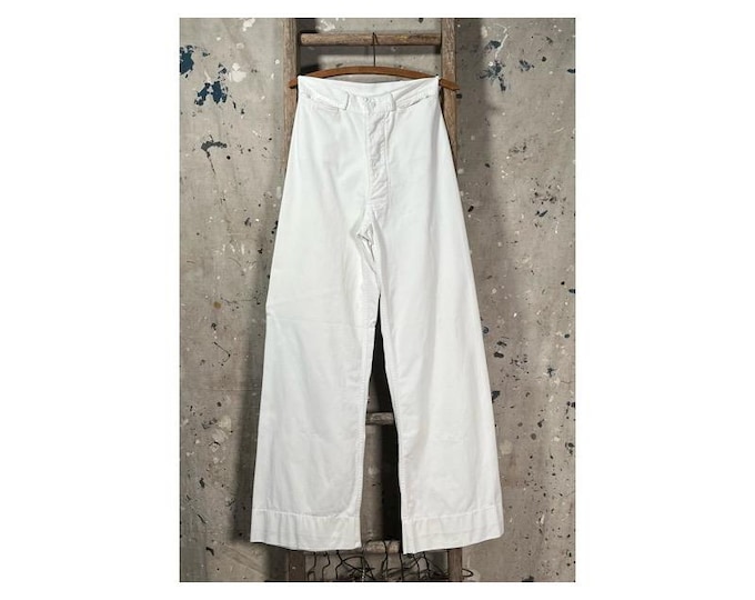 1940s White Trousers USN Sailor Pants