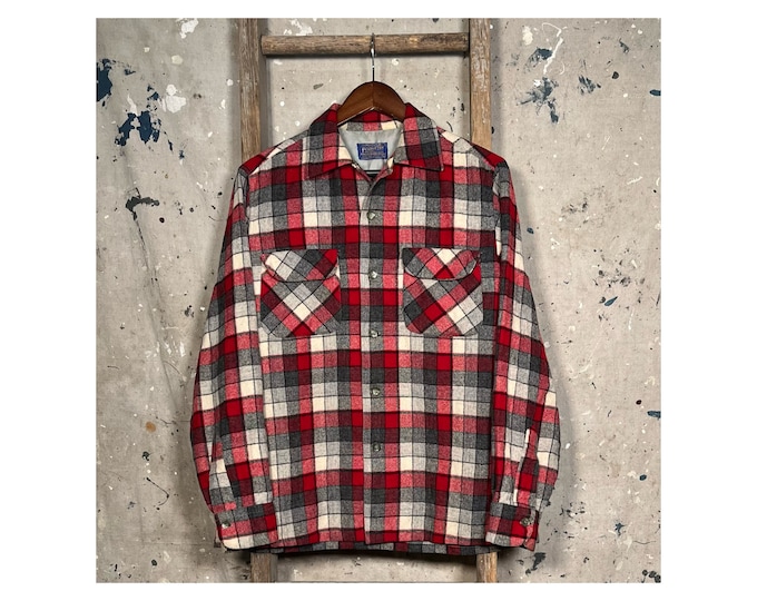 1950s Pendleton Wool Shirt Loop Collar