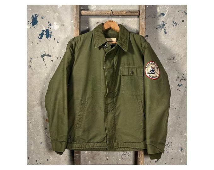 1970s Deck Jacket Stencil USN A-2 Patched