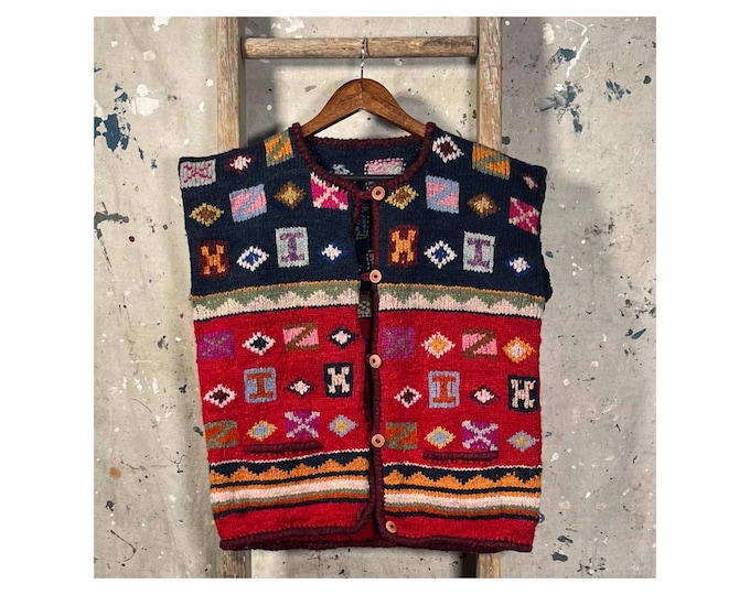 Chunky Hand Knit Wool Sweater Vest