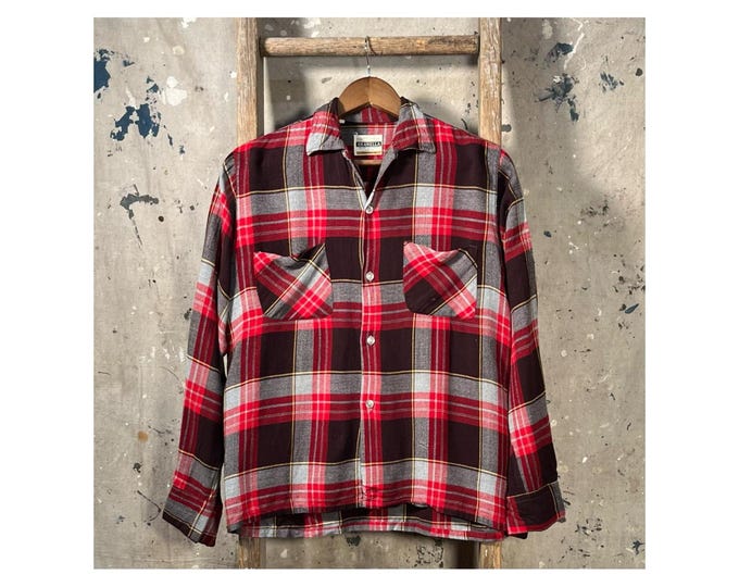 Rayon 1960s Shadow Plaid Shirt by Pennleigh