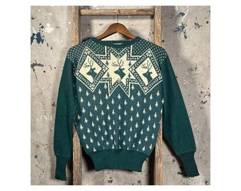 1950s Novelty Reindeer Sweater by Olympic Sportswear
