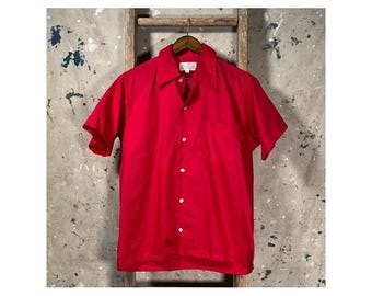 Red 1970s Button Down Shirt